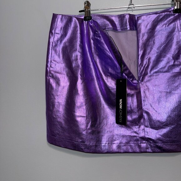 NWT Fashion Nova Legally Perfect Metallic Purple Mini Skirt XL - Picture 7 of 7